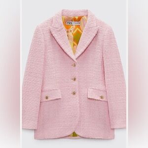 Zara Pink Textured Blazer NWT